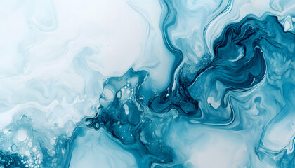Abstract Blue and White Swirling Paint Texture