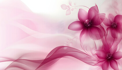 Abstract Pink Flowers with Swirling Delicate Background
