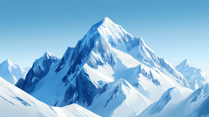 Obraz premium Majestic snowcapped mountain peak under a clear blue sky. Snowcap. Illustration
