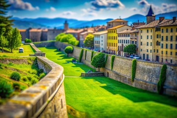 Obraz premium Pamplona, Spain: Miniature Walls & Grasslands - Charming Tilt-Shift Photography