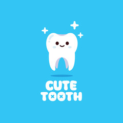 Fototapeta premium Cute tooth logo illustration. Dental icon design for hospital and web