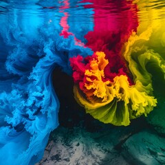 Fototapeta premium Dynamic Explosion of Vivid Colors in a Fluid Formation.