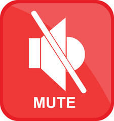 vector illustration red and white mute mode button