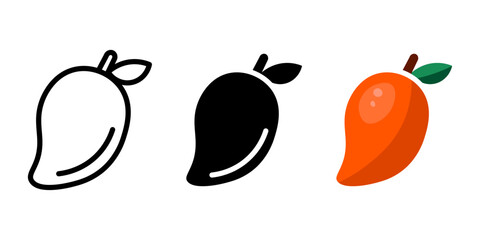 Mango color icon. Ripe mango fruit symbol. Exotic and tropical fruit illustration. Summer pictogram.