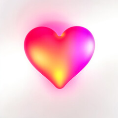 A modern, vibrant heart design with a smooth gradient that transitions seamlessly from rich pink to deep purple, with hints of orange and gold in between. The heart has a soft, glowing effect, giving 