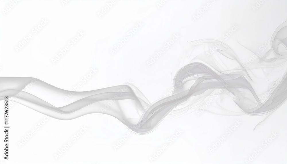 Poster ethereal swirling white smoke art on a minimalistic soft background for modern abstract design, rela