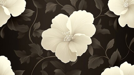 Elegant Cream Flowers Dark Leafy Background Design