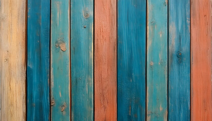 Fototapeta premium Multicolored weathered wooden planks background texture