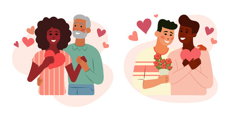 Representación de Diversidad en el Amor y la Amistad: Parejas de Diferentes Edades y Contextos Culturales