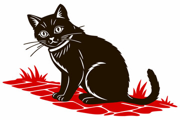 Obraz premium Celebrate love with this adorable Valentine cat design on a white background. Perfect for cat lovers, romantic themes, and creative projects.