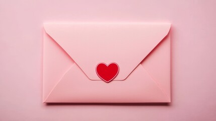Valentine's Day Love Letter Romantic Gesture Home Digital Photography Close-Up Pink Envelope with Red Heart