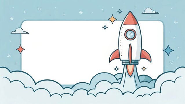 cute rocket start up doodle art illustration background
