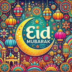 Fototapeta premium vector Eid Mubarak, Muslim holiday throughout the world