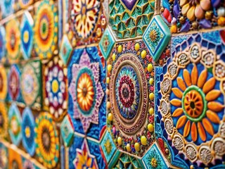 Pastel Ceramic Mosaic Tile Wall Texture Background - Intricate Designs & Patterns