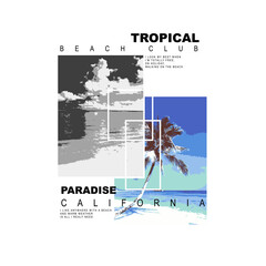 Tropical Paradise California summer beach poster