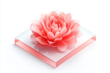3d red icon of peony flower