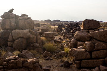 The bizarre landscape stacked boulders and strange rock formations of Giants Playground of the Giants playground 