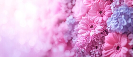 Obraz premium A Vibrant pink flowers in soft background create cheerful spring atmosphere
