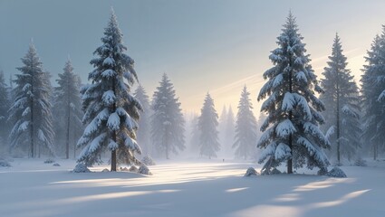 Naklejka premium snow and tree