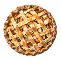 apple pie with a lattice crust isolated die cut top view 