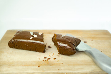A Block of Jaggery Gud sakhar or Heated Chaku Made of ghee for Makar Sankranti Health Food Concept