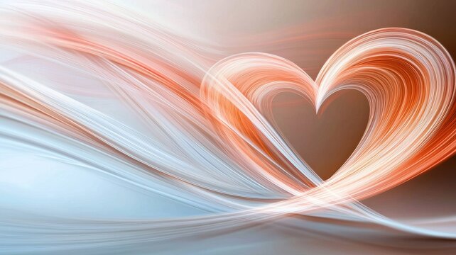 Abstract fractal Valentine's hearts with swirling light trails, vibrant and dynamic composition, digital art.