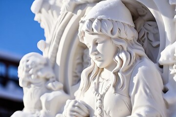 close up the fine details on a snow sculpture