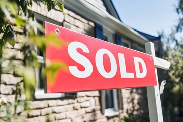 Sold sign displayed in front of a residential property during a clear sunny day