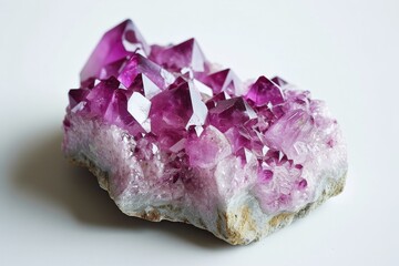 Fototapeta premium Fluorite Gemstone: Close-up Nature Shot of Semi-Precious Crystal on White Background