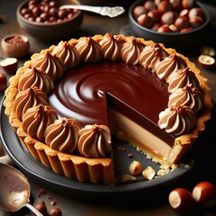 98 Decadent pie with a smooth chocolate hazelnut ganache filling