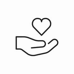 Hands holding heart care icon vector sign