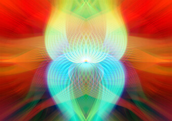 Vibrant abstract art with colorful symmetrical patterns and glowing light effects, perfect for creative and artistic designs