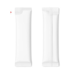 Blank package stick mockup.  Flat lay view. Vector illustration isolated on white background. Can be use for food, cosmetic, medicine and etc. EPS10.