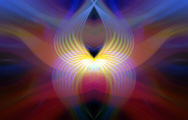 Vibrant abstract art with colorful symmetrical patterns and glowing light effects, perfect for creative and artistic designs