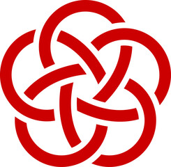 水引き風　かわいい梅結びのイラスト　赤　1本