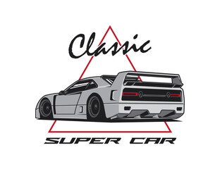 classic super  car vector illustration graphic with text