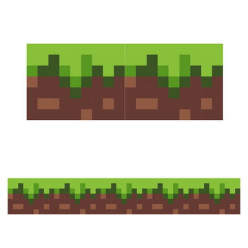 Underground and grass pixel art, Pixel Art Grass and Dirt