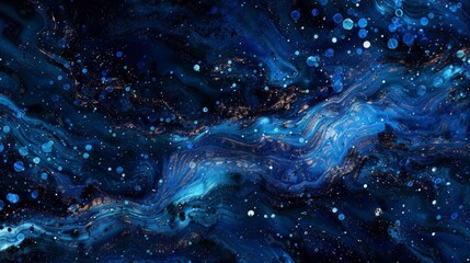 Fototapeta premium Swirling cosmic patterns of blue and white create an abstract representation of the night sky