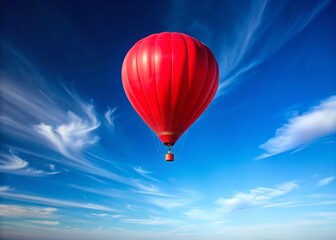 Naklejka premium Red Balloon Soaring in Blue Sky - Freedom and Lightness Panoramic