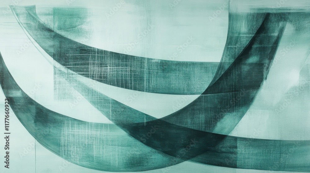 Aufkleber Muted teal abstract artwork featuring flowing pencil strokes with gentle textures and shapes created in a calm setting
