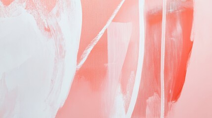 Fototapeta premium Soft coral tones blend gently with white strokes in an abstract art composition