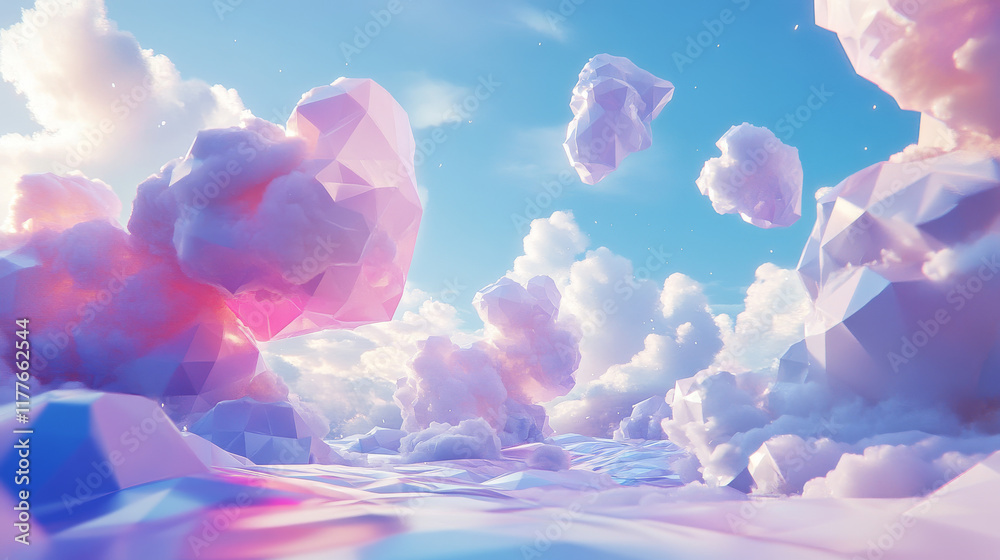 Poster hologram update. cloud update of polygons, triangles of points and lines. cloud update low-poly conn