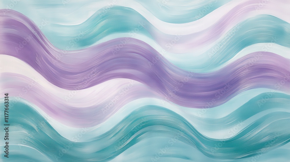 Poster soft pencil strokes create gentle waves in pastel colors across a serene background