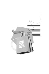 Creative photo 3d collage artwork poster postcard of arm hold bags black friday sale low price shopping isolated on painting background