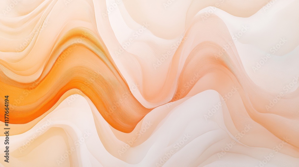 Poster Smooth pencil strokes create fluid forms in amber tones, evoking serenity and warmth in a vibrant abstract setting