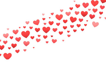 Red hearts petals on transparent background