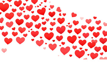 Red hearts petals on transparent background