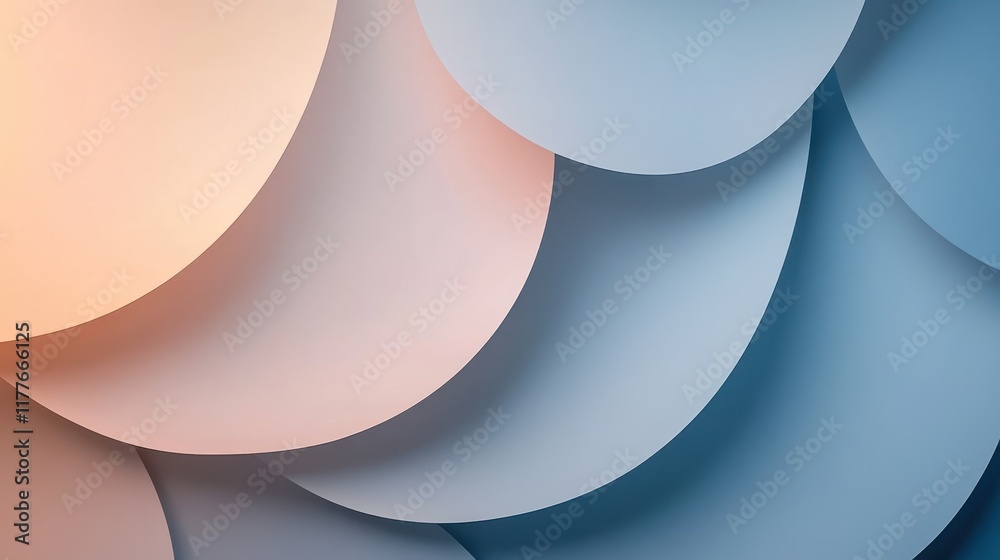 Poster Gradient design featuring layered shapes in soft orange and blue tones creating a calming visual effect