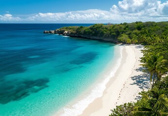 Obraz premium A stunning view of the turquoise waters and white sandy beaches, summer background