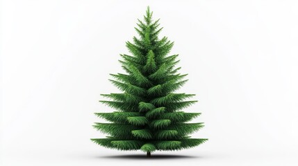 Obraz premium Evergreen Tree Isolated on White - Conical shape, lush green needles, winter holiday symbol, nature, festive.